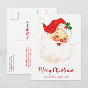 Cartes Pour Fêtes Annuelles Simple mignonne Noël Vintage du Père Noël