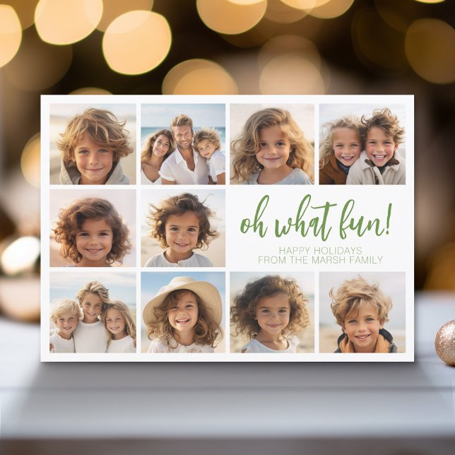 Cartes Pour Fêtes Annuelles Simple Minimal - 10 Photo - Zen Arch Vert Blanc (Modern Holiday Greeting Card with a Family Photo)