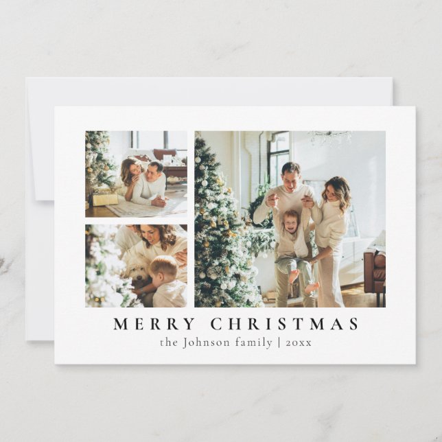 Cartes Pour Fêtes Annuelles Simple Minimalist Typography Photo Christmas Card (Devant)