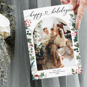 Cartes Pour Fêtes Annuelles Simple Minimaliste Famille Photo Unique 