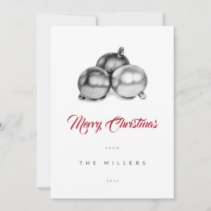 Cartes Pour Fêtes Annuelles Simple minimaliste noir dessin blanc Noël