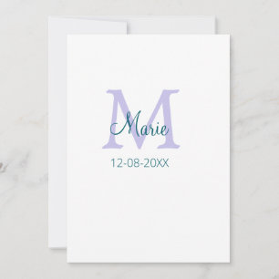 Cartes Pour Fêtes Annuelles simple minimum ajouter nom monogramme violet vert