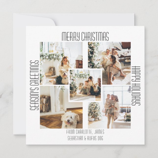 Cartes Pour Fêtes Annuelles Simple Modern 5 Photo et Texte Noël (Devant)