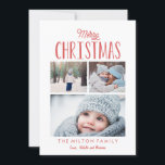 Cartes Pour Fêtes Annuelles Simple Modern Merry Christmas Photo Collage<br><div class="desc">Stylish,  modern,  and minimalist holiday photo card. Featuring 3 of your photos. Be sure to visit the shop to see more modern holiday cards!</div>