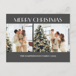 Cartes Pour Fêtes Annuelles Simple moderne Famille de Noël Deux photos