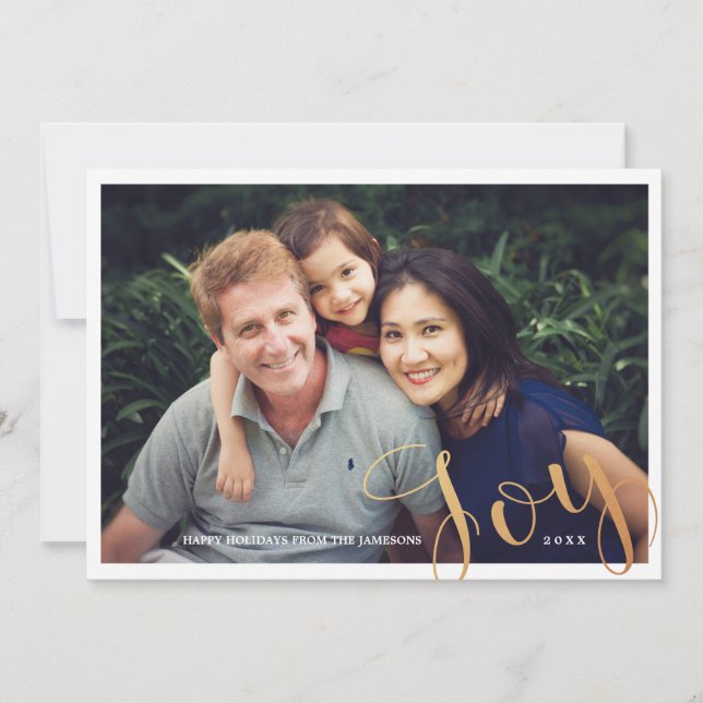 Cartes Pour Fêtes Annuelles Simple moderne Faux Gold Foil Joie Noël Photo (Devant)