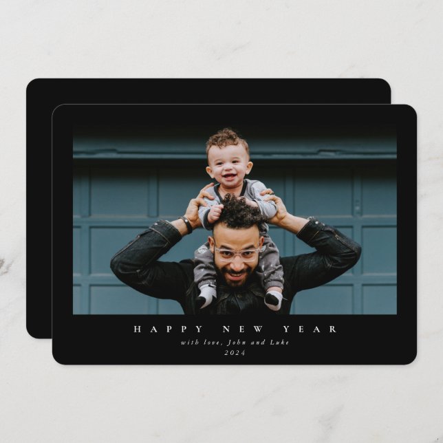 Cartes Pour Fêtes Annuelles Simple moderne grande photo simple Joyeux Nouvel A (Devant / Derrière)