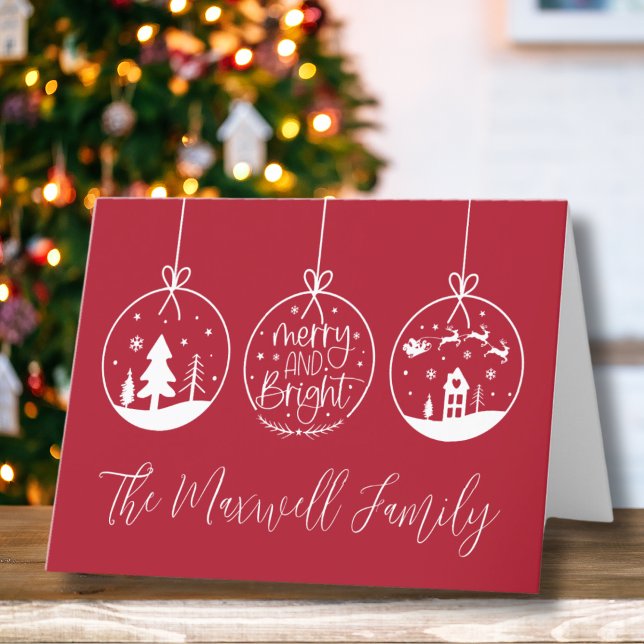 Cartes Pour Fêtes Annuelles Simple moderne Joyeux brillant (Simple Modern Script Typography Merry And Bright Holiday Card)