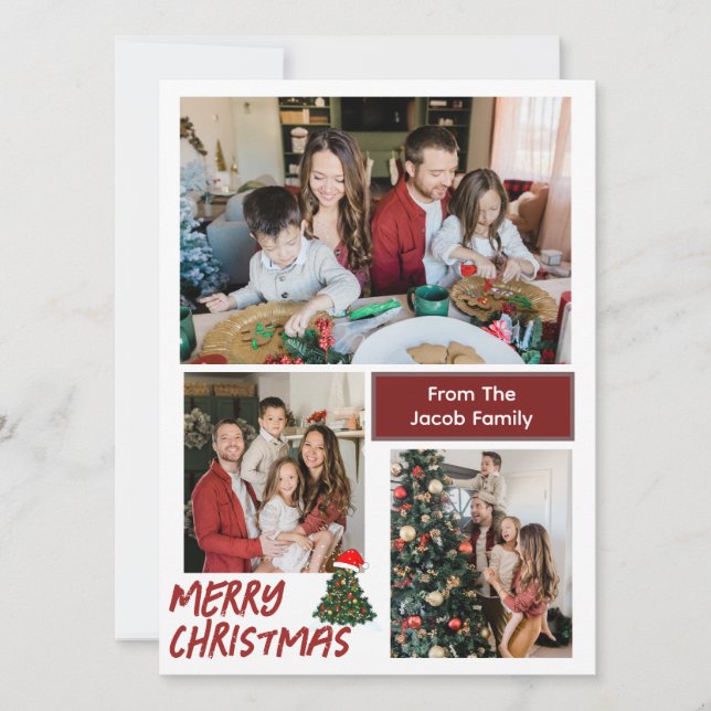 Cartes Pour Fêtes Annuelles Simple moderne Joyeux Noël Famille Photo (Devant)