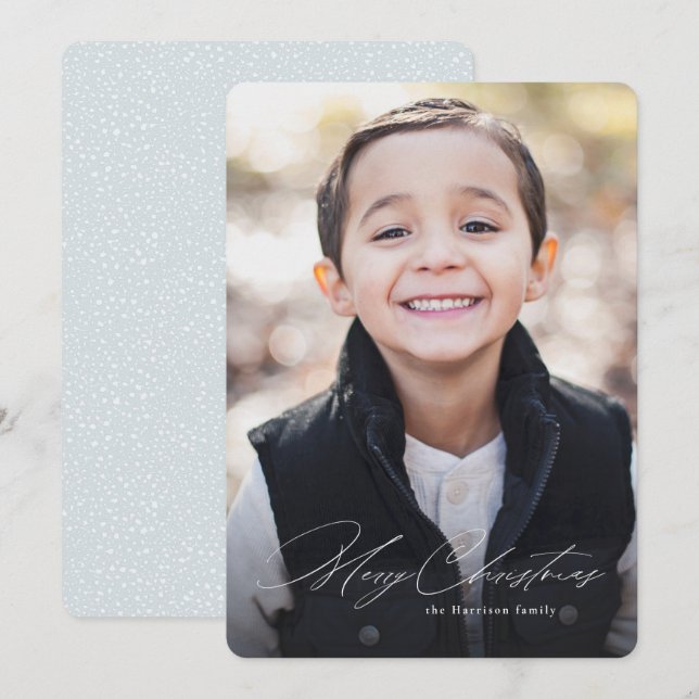 Cartes Pour Fêtes Annuelles Simple moderne Joyeux Noël un photo stylé (Devant / Derrière)