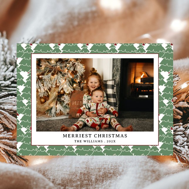 Cartes Pour Fêtes Annuelles Simple moderne Motif rouge vert photo Noël (Créateur téléchargé)