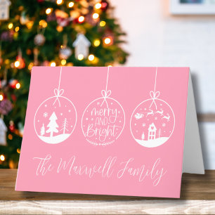 Cartes Pour Fêtes Annuelles Simple Moderne Noël Rose