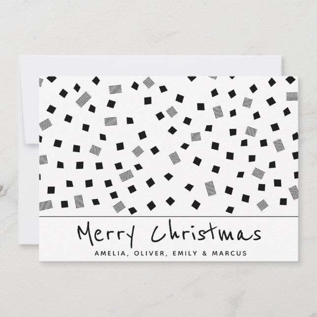 Cartes Pour Fêtes Annuelles Simple moderne noir blanc Motif Joyeux Noël (Devant)