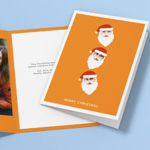 Cartes Pour Fêtes Annuelles Simple moderne Père Noël Graphic Orange Photo de N