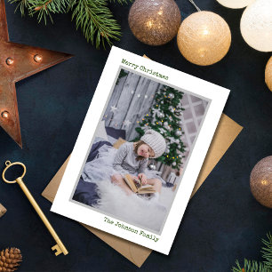 Cartes Pour Fêtes Annuelles Simple Moderne Photo Machine à Écrire Joyeux Noël