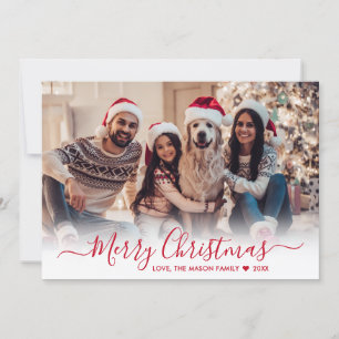 Cartes Pour Fêtes Annuelles Simple moderne Rouge Script 2 Photo Noël