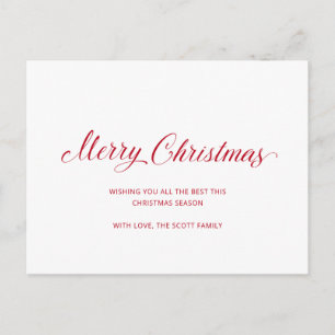 Cartes Pour Fêtes Annuelles Simple moderne Rouge Script élégant Noël