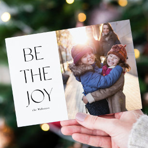 Cartes Pour Fêtes Annuelles Simple moderne soit la joie Noël noir et blanc