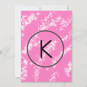 Cartes Pour Fêtes Annuelles simple monogramme blanc minimal paillettes rose ea