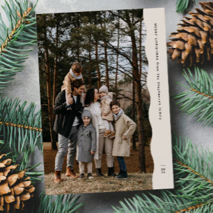 Cartes Pour Fêtes Annuelles Simple Noël moderne à deux photos avec bord ondulé