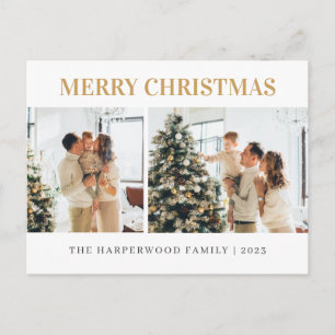 Cartes Pour Fêtes Annuelles Simple Noël Moderne Famille Deux Photos