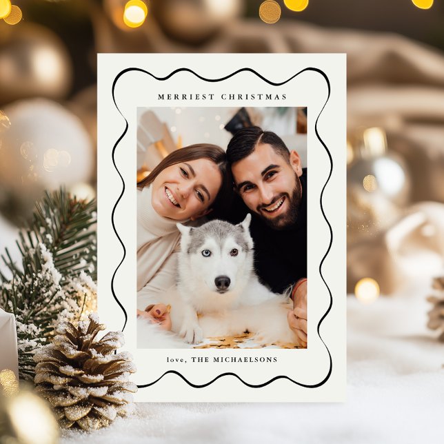 Cartes Pour Fêtes Annuelles Simple Noël noir et blanc Deux photos (Créateur téléchargé)