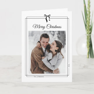 Cartes Pour Fêtes Annuelles Simple Nœud Noir Minimaliste Photo Noël