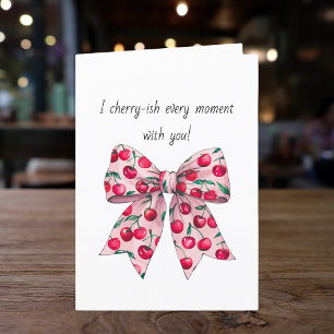 Cartes Pour Fêtes Annuelles Simple Nœud Rose Cerise petit ami mari Anniversair