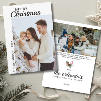 Cartes Pour Fêtes Annuelles Simple noir blanc 2 photo Joyeux Noël