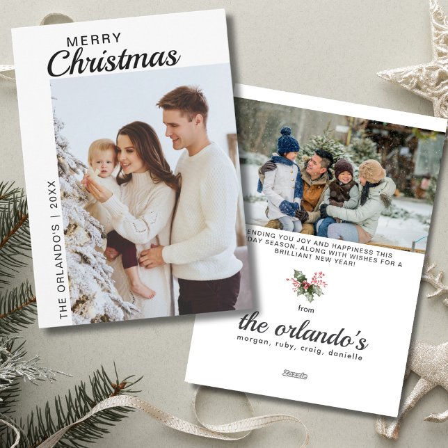 Cartes Pour Fêtes Annuelles Simple noir blanc 2 photo Joyeux Noël (Créateur téléchargé)