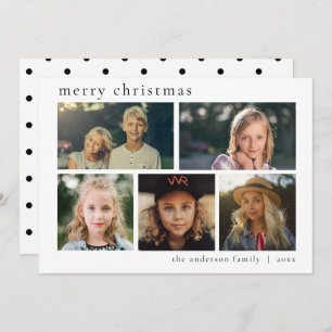 Cartes Pour Fêtes Annuelles Simple Noir & Blanc Multi Photo Joyeux Noël