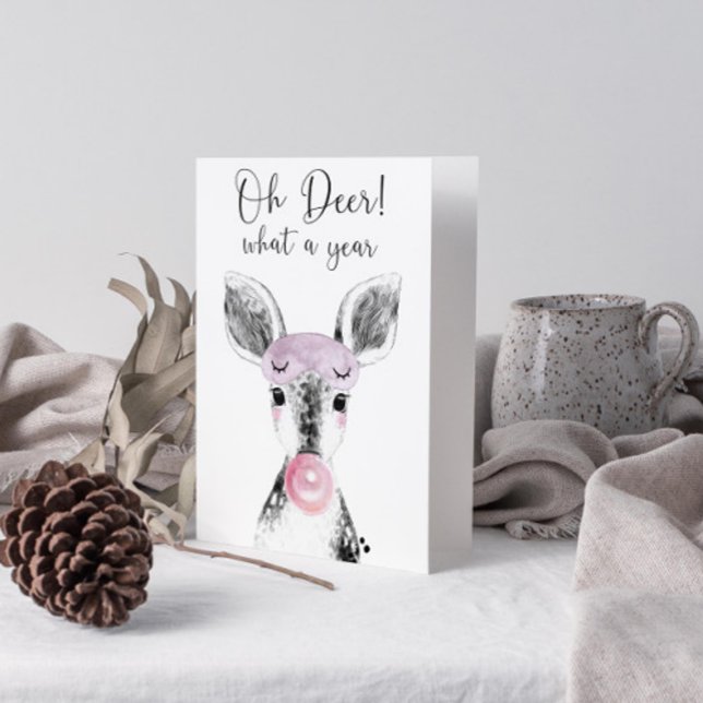 Cartes Pour Fêtes Annuelles Simple Noir & Blanc Oh Cerf Quelle Année Citation (Get into the holiday spirit with a heartfelt folded christmas card! 🎅)