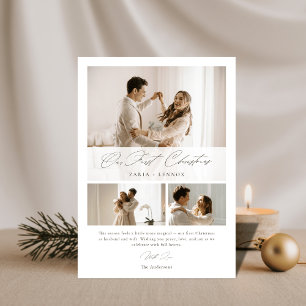 Cartes Pour Fêtes Annuelles Simple Notre Premier Noël Écriture Élégante 3 Phot