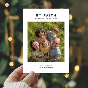 Cartes Pour Fêtes Annuelles Simple Par la foi Famille religieuse Photo Noël
