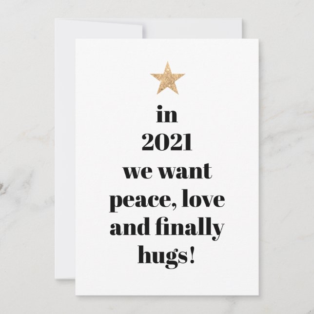 Cartes Pour Fêtes Annuelles Simple Peace, Love & Enfin Hugs Humour Citation 20 (Devant)