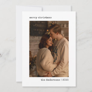 Cartes Pour Fêtes Annuelles Simple Photo de Couple Minimaliste Noël Noir