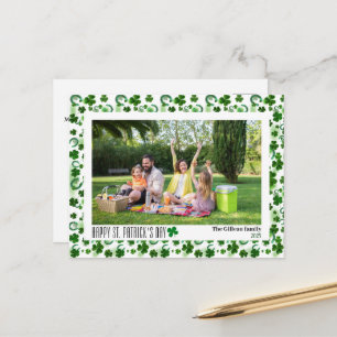 Cartes Pour Fêtes Annuelles Simple photo de famille avec trèfles de la Saint-P