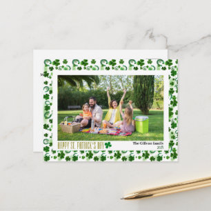 Cartes Pour Fêtes Annuelles Simple photo de famille avec trèfles de la Saint-P