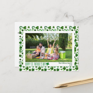 Cartes Pour Fêtes Annuelles Simple photo de famille avec trèfles de la Saint-P