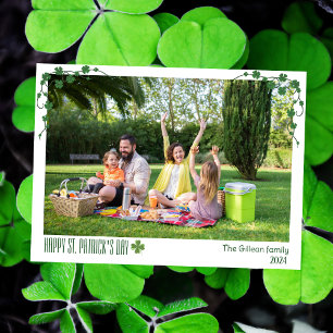 Cartes Pour Fêtes Annuelles Simple photo de famille de trèfles de la Saint-Pat