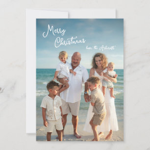 Cartes Pour Fêtes Annuelles Simple Photo de Famille Noël Élégant Script