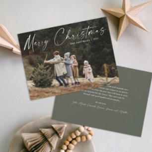 Cartes Pour Fêtes Annuelles Simple Photo de Noël avec écriture manuscrite