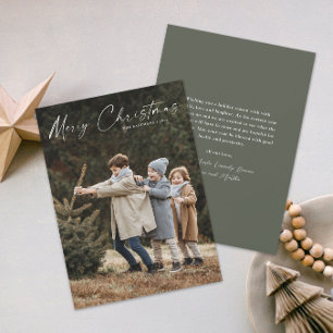 Cartes Pour Fêtes Annuelles Simple Photo de Noël avec écriture manuscrite