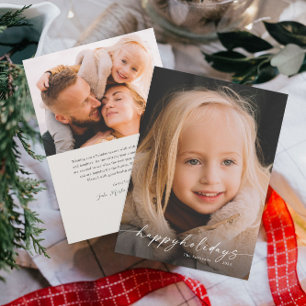 Cartes Pour Fêtes Annuelles Simple Photo de Noël avec écriture manuscrite