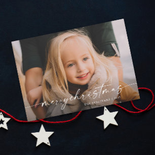 Cartes Pour Fêtes Annuelles Simple Photo de Noël avec écriture manuscrite