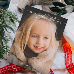 Cartes Pour Fêtes Annuelles Simple Photo de Noël avec écriture manuscrite