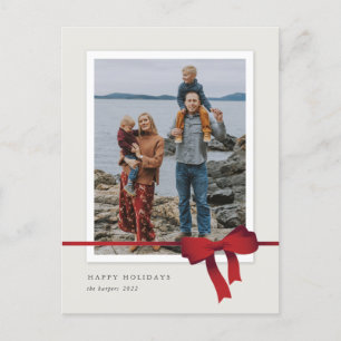 Cartes Pour Fêtes Annuelles Simple Photo de Noël avec Ruban Rouge