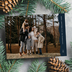 Cartes Pour Fêtes Annuelles Simple photo de Noël moderne avec bord ondulé bleu