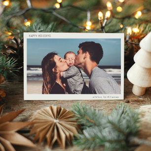 Cartes Pour Fêtes Annuelles Simple Photo de Noël Moderne avec Bordure Blanche