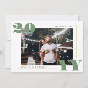 Cartes Pour Fêtes Annuelles Simple Photo et Vert Gras 2024 Nouvel An